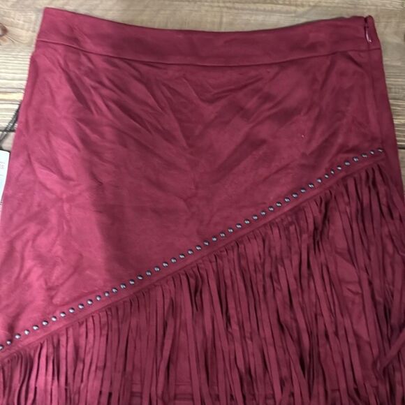 Idyllwind Womens Stylish Fringe Skirt - Dark Red - Picture 2 of 6